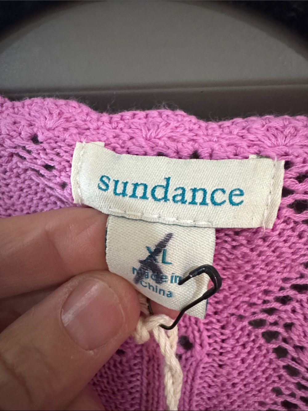 Sundance Pink Openwork V-Neck Sweater - Picture 3 of 5